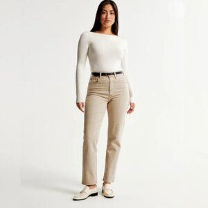 Abercrombie & Fitch Curve Love Ultra High Rise 90s Straight Jean Oat Size 26 2